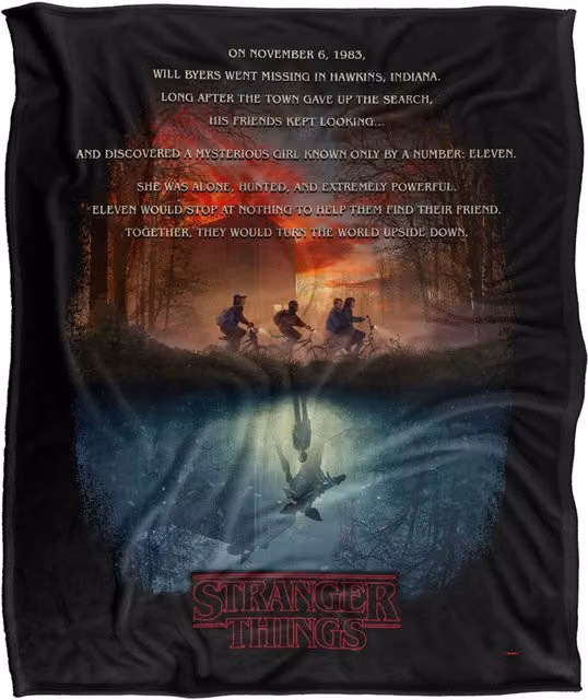 Stranger Things Upside Down Super Soft Throw Blanket, Multicolour, W: 152 cm, D: 127 cm