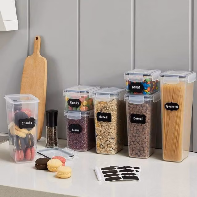 VOGREX 13-Piece Airtight and Leakproof Food Storage Container Set with Universal Lids in Transparent Plastic – 1