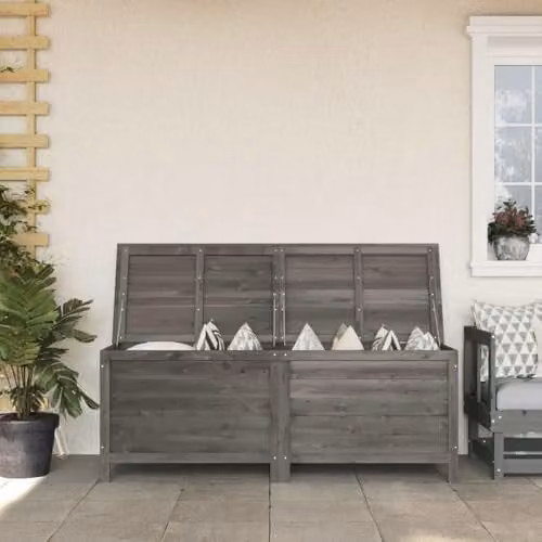 vidaXL Anthracite Garden Storage Box made of Solid Fir Wood W/D/H: 150 x 50 x 56.5 cm – 2
