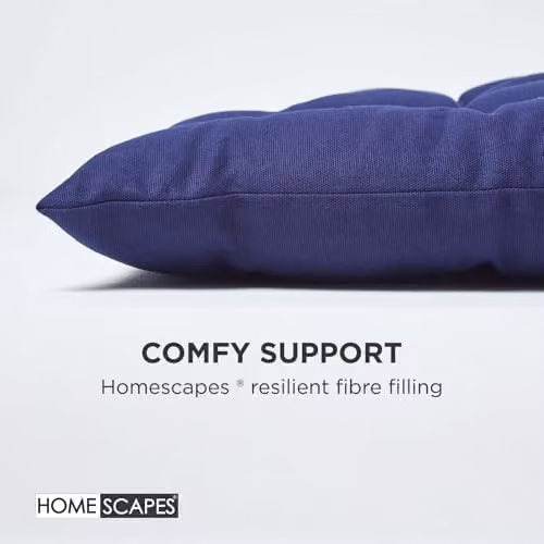 Homescapes Blue Cotton Garden Bench Cushion, W: 108 cm, D: 42 cm – 4