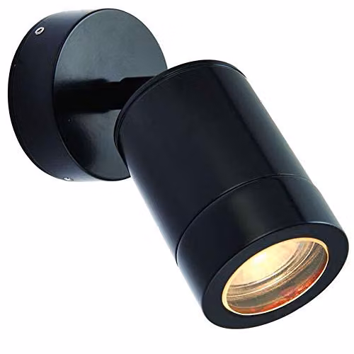 Loops IP65 Outdoor Adjustable Accent Spotlight in Black with Transparent Glass, GU10 Dimmable Downlight – 1