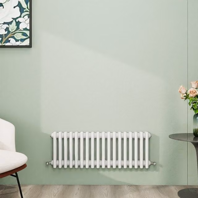 AicaBathroom Horizontal Traditional Cast Iron Style 3 Column Radiator in White, W/D/H: 83 x 30 x 30 cm