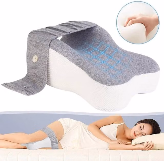 KORVIXA Contoured Memory Foam Knee Pillow in White