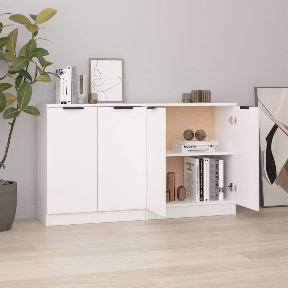 Berkfield Home Set of 2 White Minimalist Wall Mounted Sideboards in Matt MDF, W/D/H: 60 x 30 x 70 cm – 1