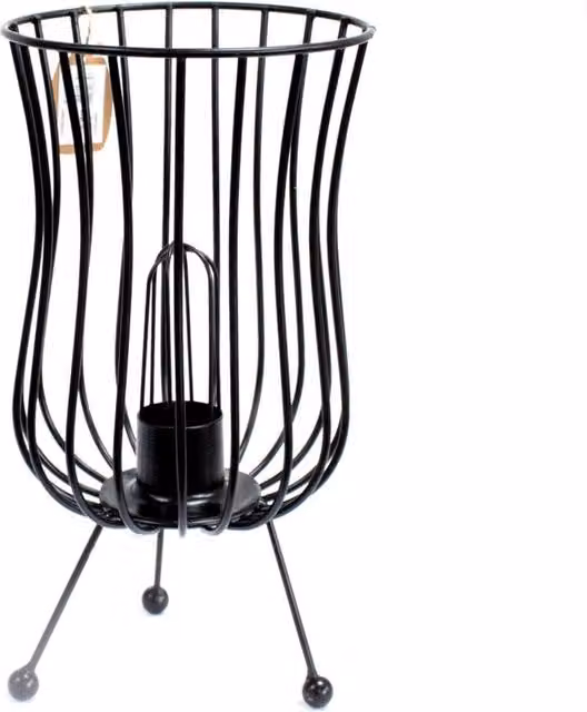 KDMD Tall Industrial Iron Floor Brazier Lamp in Black with Bulb Included