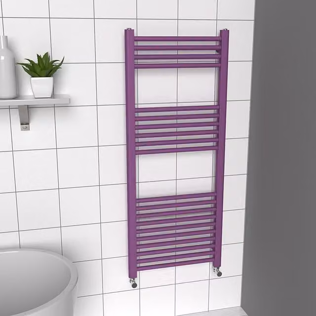 Lux Heat Coloured Towel Radiator in Pretty Plum Purple, H: 120 cm, W: 50 cm
