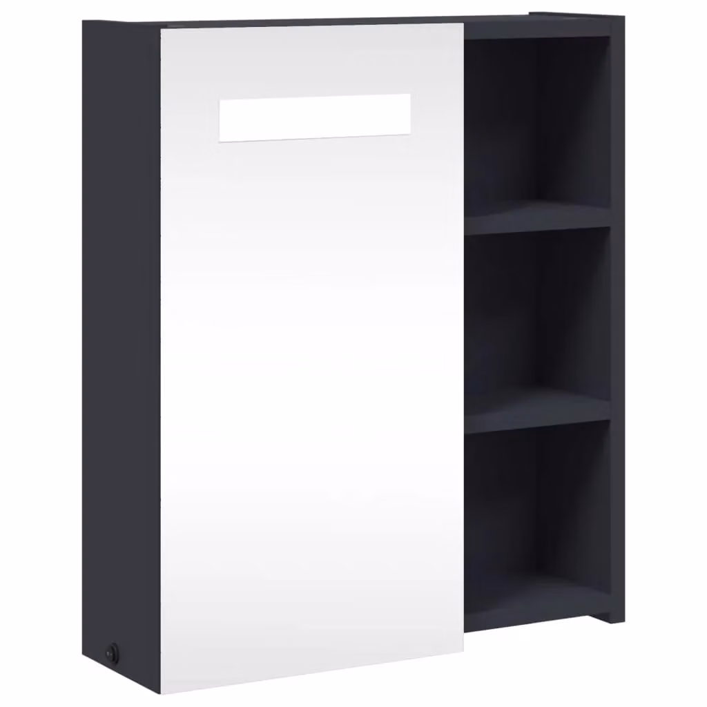 Berkfield Home Grey Glossy LED Bathroom Mirror Cabinet, W/D/H: 45 x 13 x 52 cm – 2