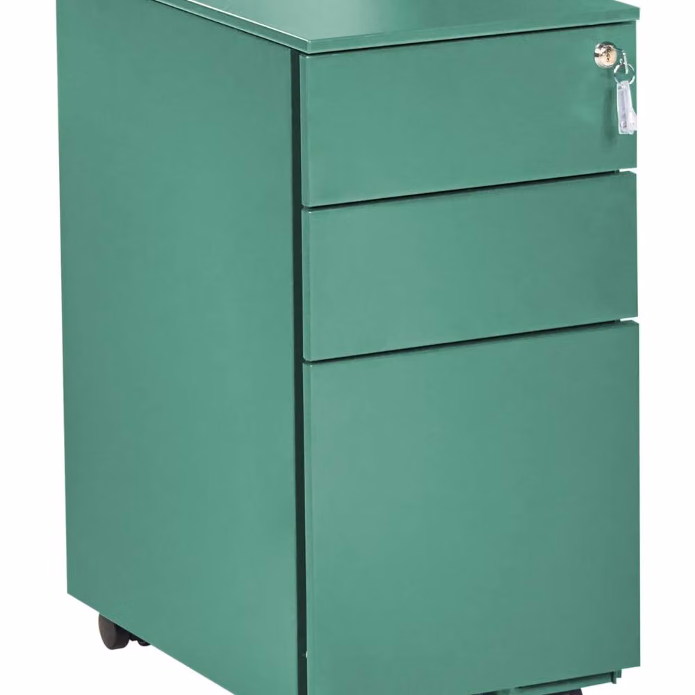 Wyld and Coco Green Steel Industrial Mobile Storage Unit with 3 Lockable Drawers and Castors – 2