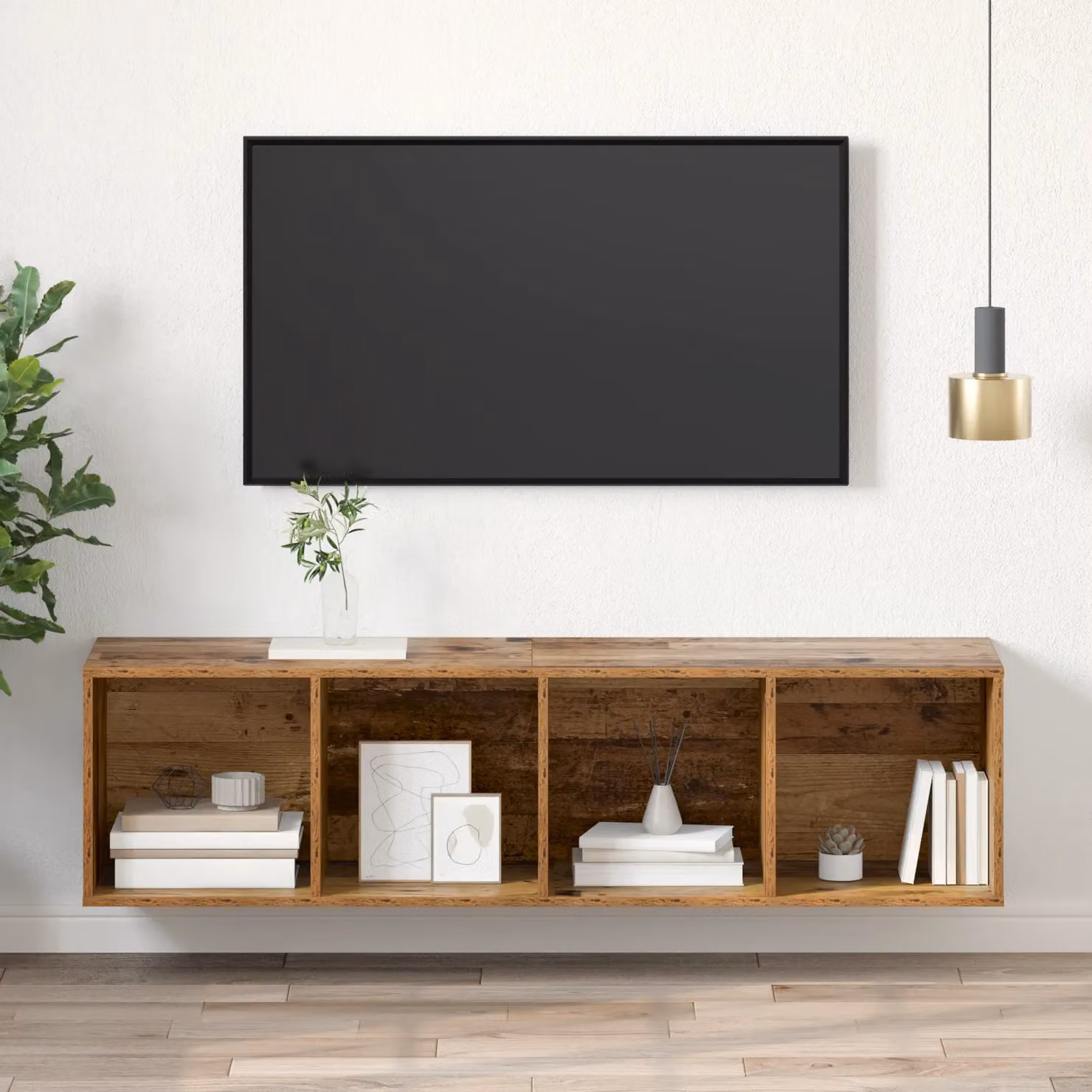 Berkfield Home TV Cabinet in Brown Old Wood, W/D/H: 37 x 37 x 142.5 cm – 2