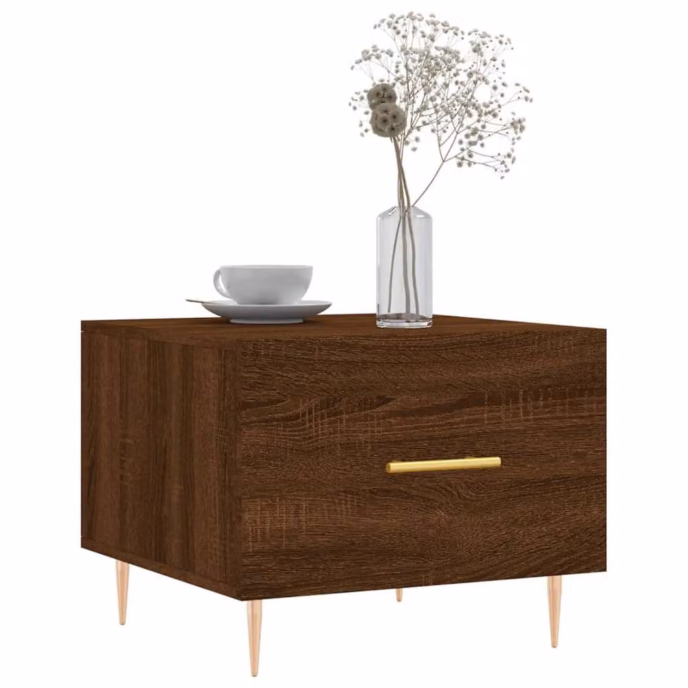 Berkfield Home Set of 2 Brown Oak Square Coffee Tables, W/D/H: 50 x 50 x 40 cm – 3