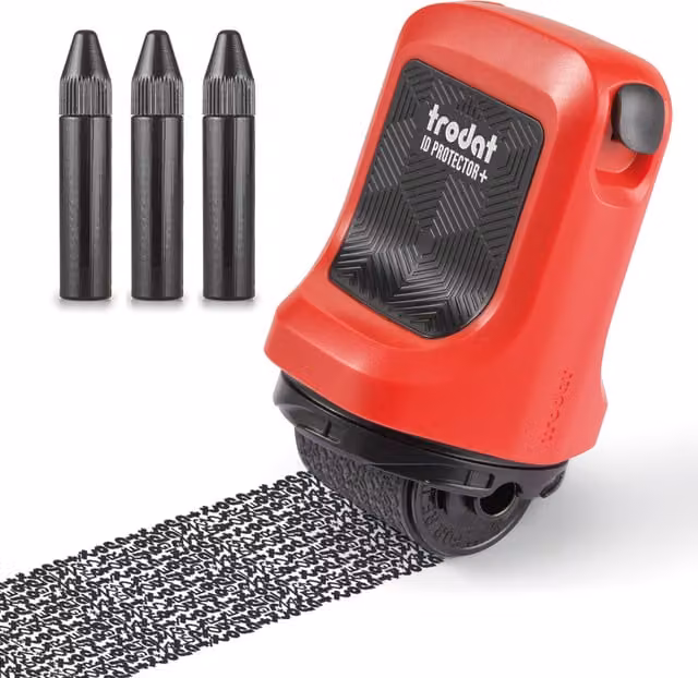 Trodat ID Protector Roller Stamp in Black with Permanent Ink, 84.5g
