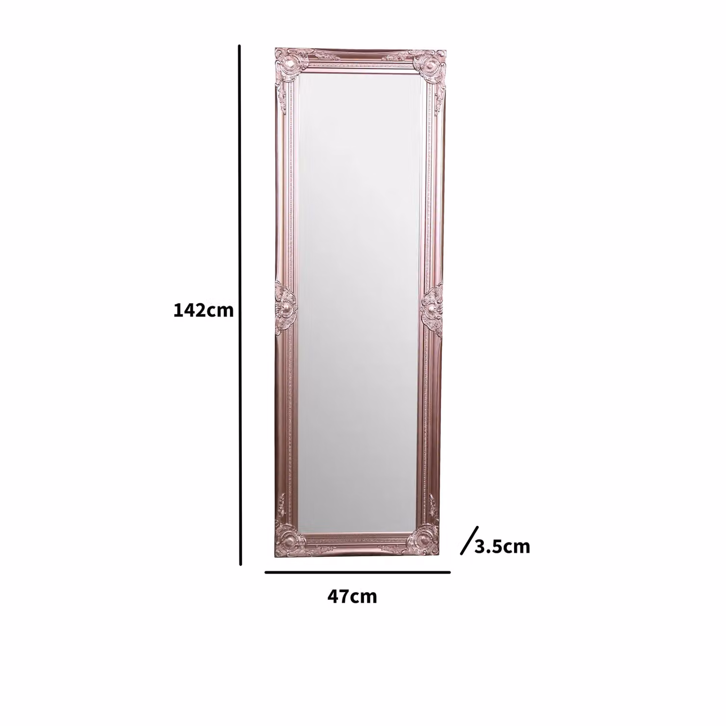 Melody Maison Tall Ornate Shabby Chic Wall Mirror in Rose Gold and Pink, W: 47 cm, H: 142 cm – 3