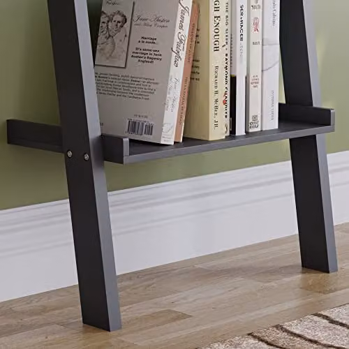 Vida Designs York 4 Tier Ladder Bookcase, Black, H 154 x W 56 x D 29 cm – 4