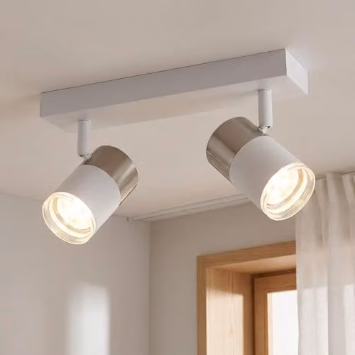 Globo Lighting Modern White Adjustable Ceiling Spotlight with 2 GU10 Bulbs – 2