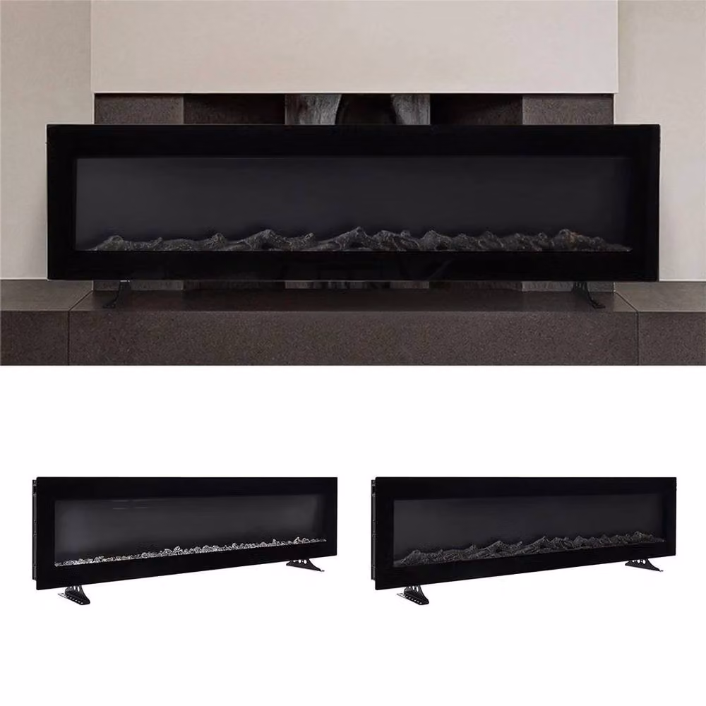 FORGEVIO 60 in LED Wall Mounted Fireplace Media Wall in Black – 5