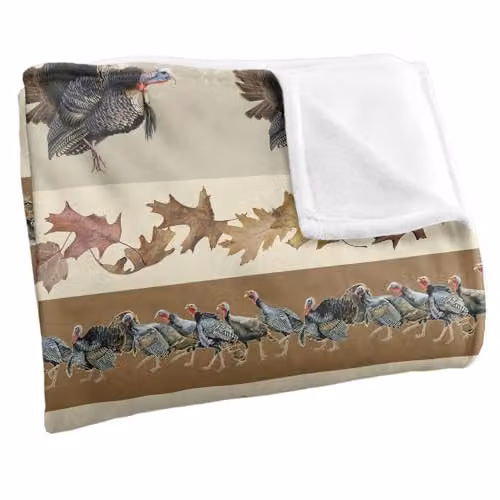 JQ Licensing Autumn Leaf Pattern Super Soft Fleece Throw Blanket, White and Multicolour, W: 152 cm, D: 127 cm – 2