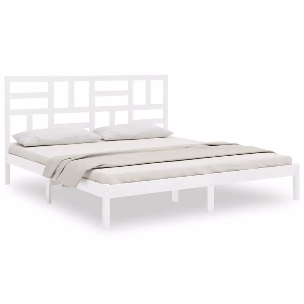 Berkfield Home Super King Size Solid Pine Wood Bed Frame in White, W/D/H: 180 x 200 cm – 2