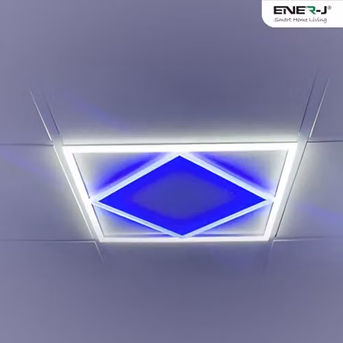 ENERJ Double Square Borderline Recessed LED Panel Light, W/D/H: 59.5 x 59.5 x 5.95 cm, 40W, 4000 lm, 6000K, White and Blue – 2