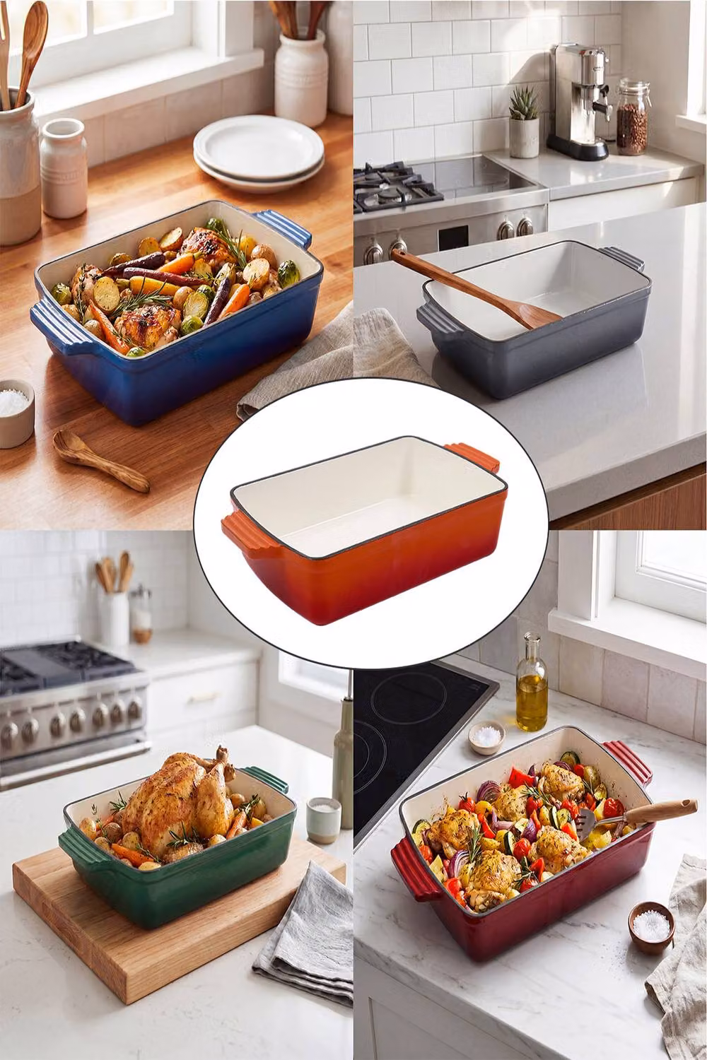 Living and Home Enamelled Cast Iron Roasting Pan, Orange, 3 l – 4