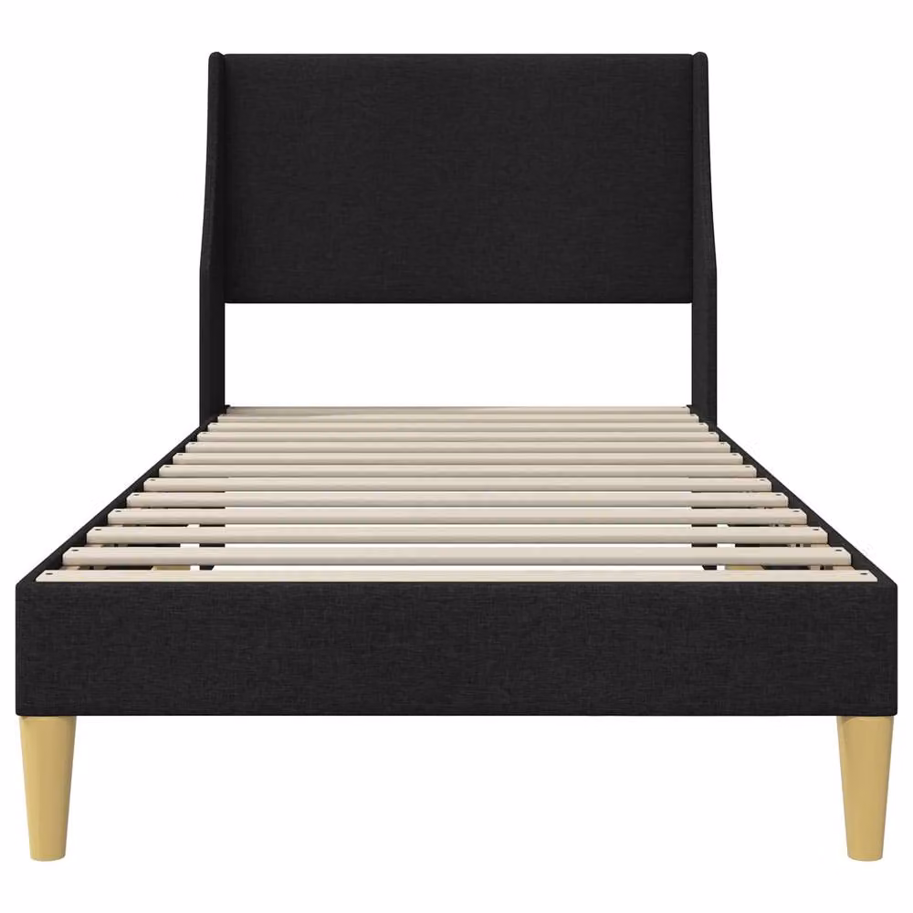 Berkfield Home Modern Fabric Bed Frame with Headboard in Black, W/D/H: 90 x 190 cm – 3
