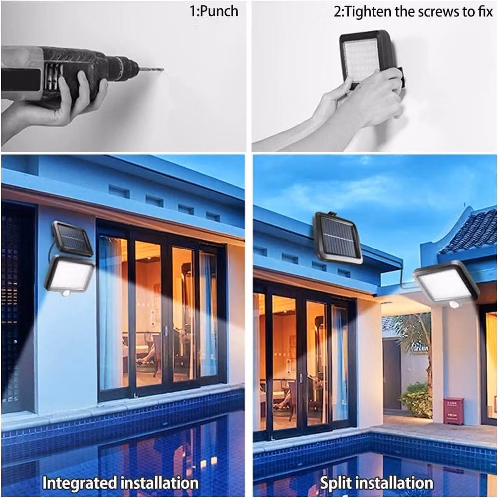 SPETLEK Solar PIR Motion Sensor Outdoor Wall Security Floodlight in Black – 2