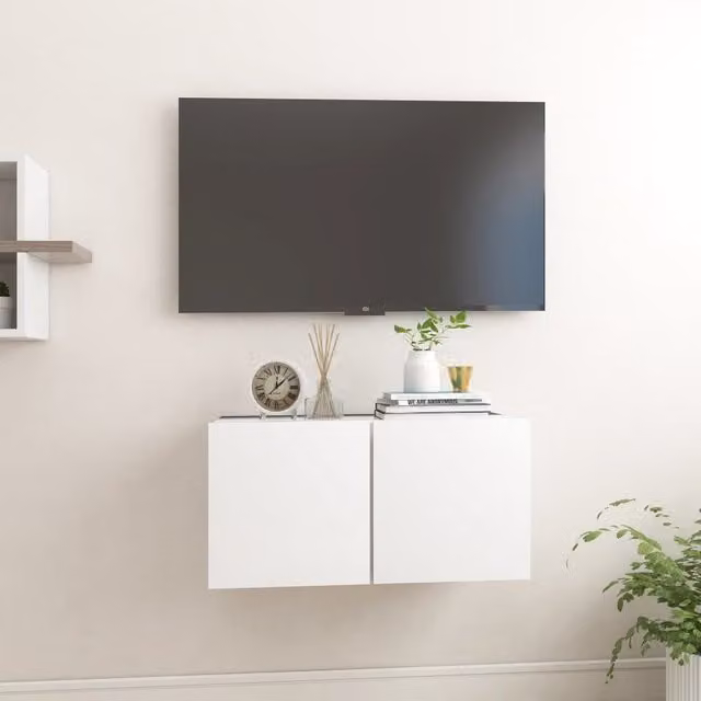 Berkfield Home Hanging TV Cabinet in White, W/D/H: 60 x 30 x 30 cm