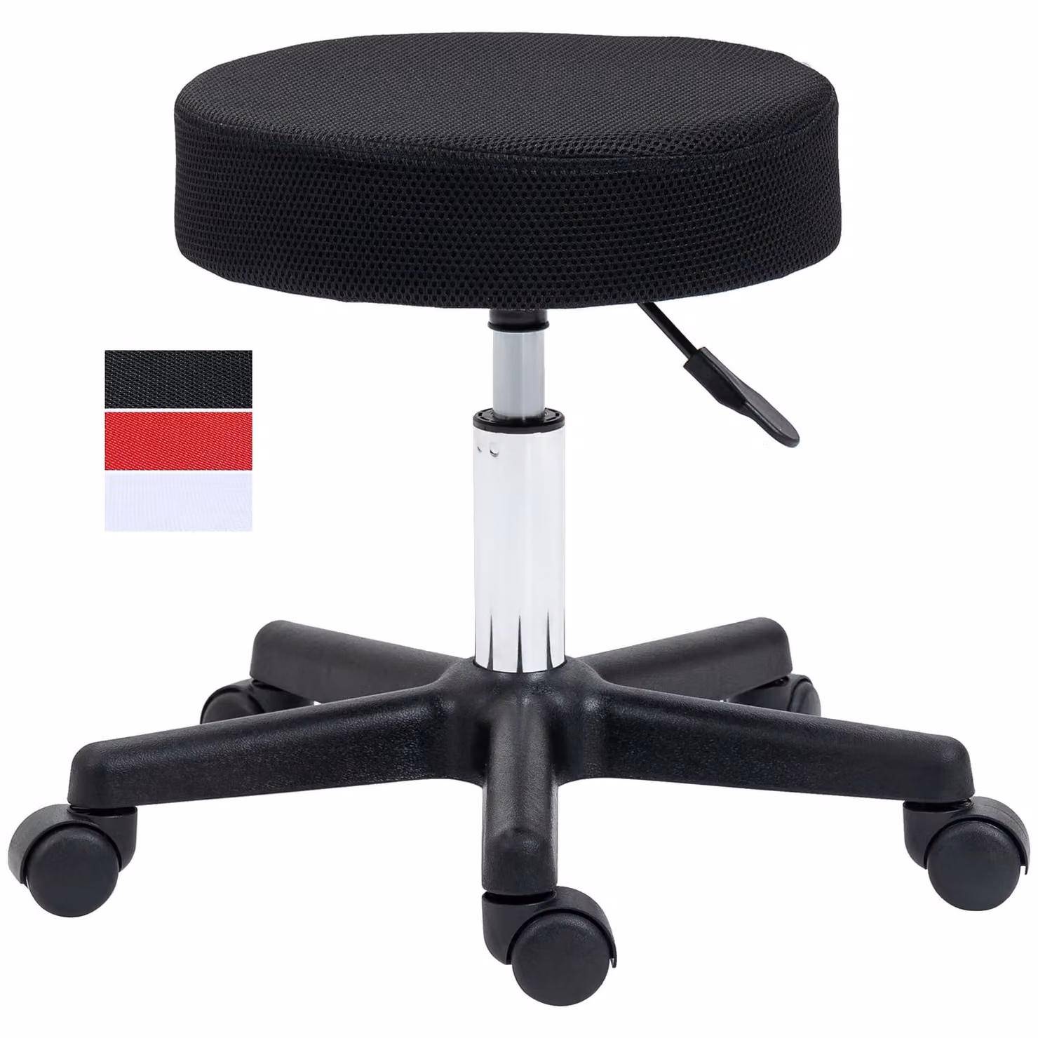 HOMCOM Swivel Salon Stool with Adjustable Height and Castors in Black – 2