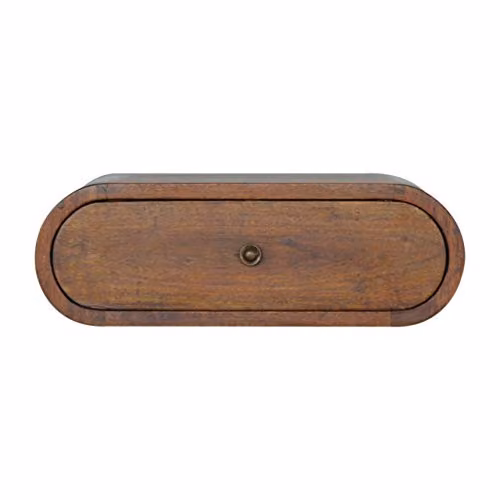 Artisan Furniture Wall Mounted Round Chestnut Bedside Table in Brown