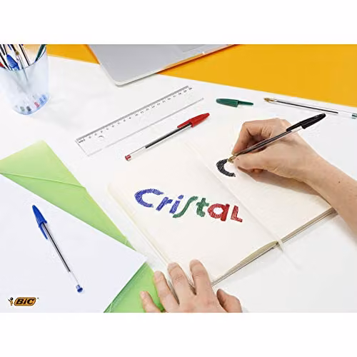 BIC Cristal Original Ballpoint Pens with Black Ink, Pack of 10