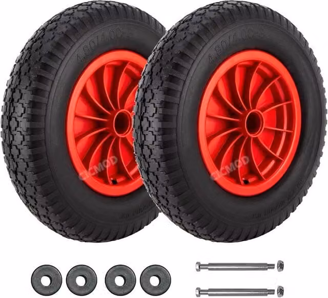SPETLEK 2-Piece Black Puncture Proof Solid Rubber Trolley Tyres, 16 inch, 4.80/4.00-8