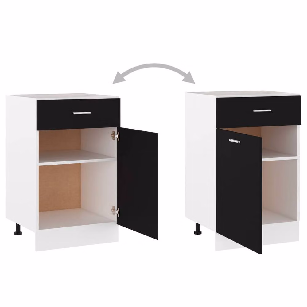 Berkfield Home Modern Black Matt Drawer Bottom Cabinet in Engineered Wood W/D/H: 50 x 46 x 81.5 cm – 4