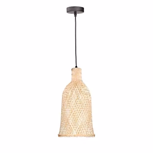Netlighting Riba Brown Rattan Dome Hanging Pendant Light with E27 Socket and 40W Capacity – 1