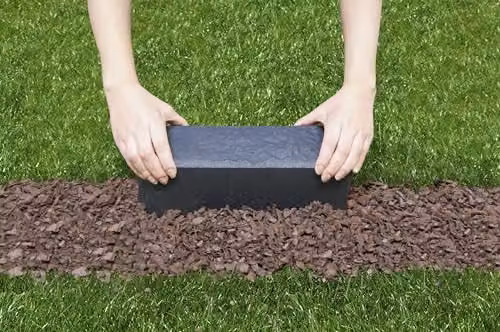 Nicoman Rubber Stone Effect Garden Lawn Edging Border in Anthracite Grey, 12 Pack – 2