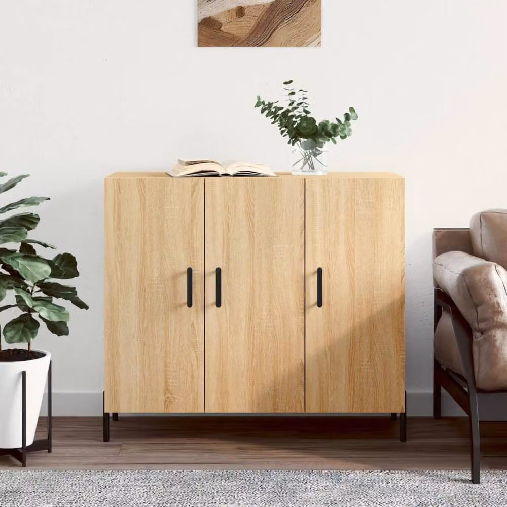 Berkfield Home Sonoma Oak Sideboard in Light Oak, W/D/H: 90 x 34 x 80 cm – 2