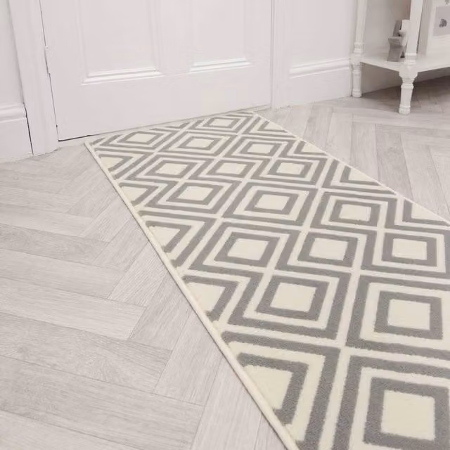 runrug Kilim Hallway Carpet Runner Rug in Grey, W/D/H: 60 x 180 cm