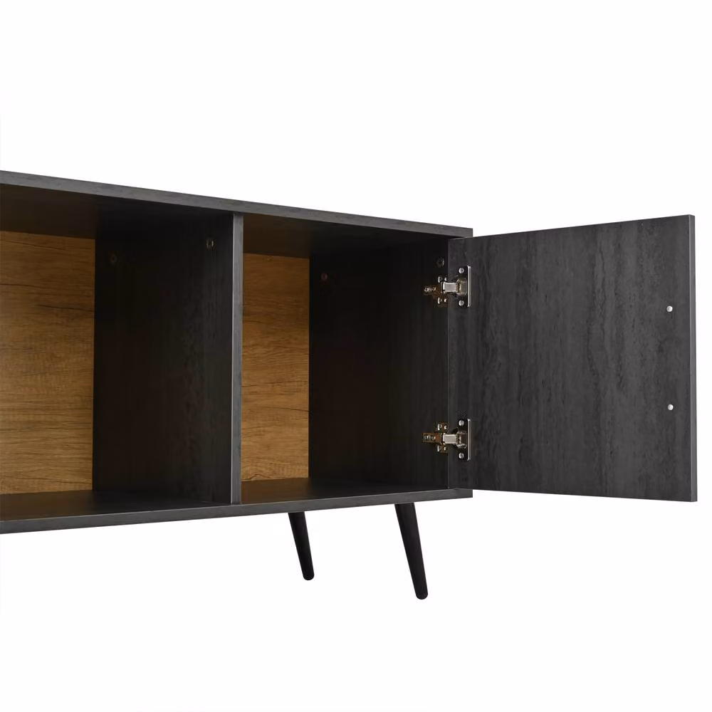 Rolipo Grey TV Cabinet with Glass Doors and Internal Shelves, Width: 200 cm – 7