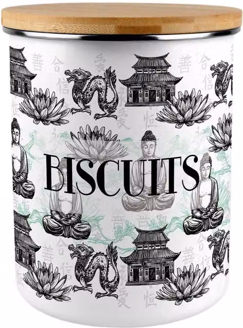 Purely Home Asian Scenery Extra Large Biscuit Tin in Multicoloured