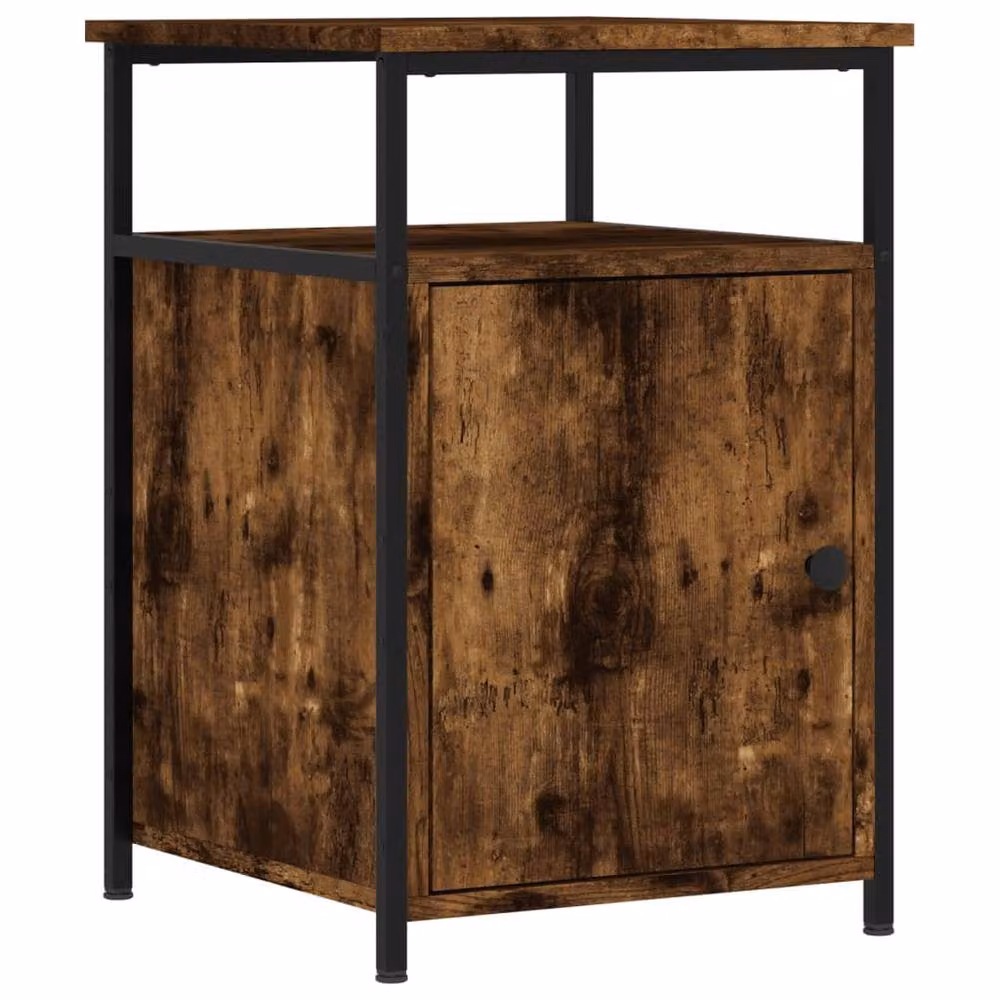 Berkfield Home Set of 2 Smoked Oak Bedside Cabinets in Brown, W/D/H: 40 x 42 x 60 cm – 3