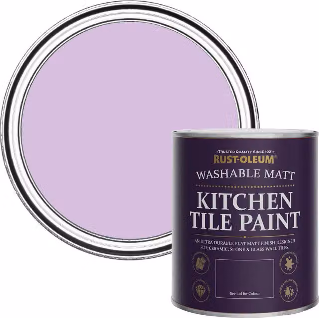 Rust-Oleum Water-Based Kitchen Tile Paint in Matt Finish, Violet Macaroon Purple, 0.75 l