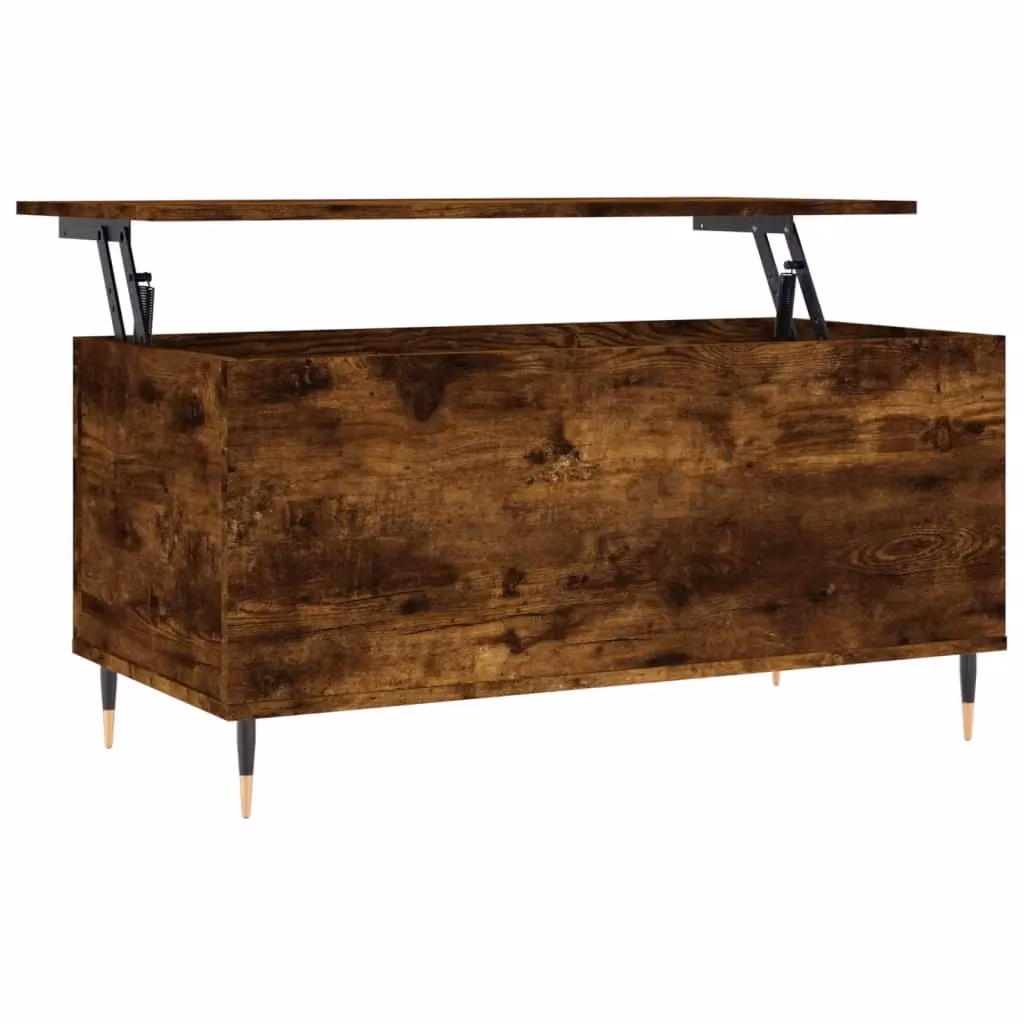 Berkfield Home Modern Smoked Oak Coffee Table in Brown with Lift Mechanism, W: 90 cm, D: 44.5 cm, H: 45 cm – 2