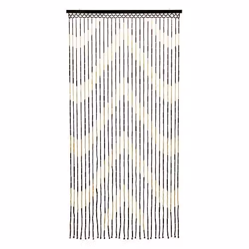 JVL Provence Hanging Wooden Beaded Door Curtain with Arrow Design in Yellow and Brown, W: 90 cm, H: 180 cm