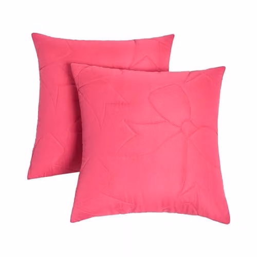OHS Set of 2 Bow Quilted Decorative Cushion Covers, Pink, W/D/H: 45 x 45 x 45 cm – 1