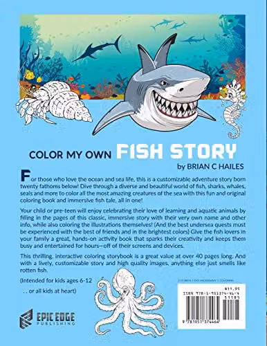 Color My Own Fish Story: An Immersive, Rhyming, Multicolour Customisable Coloring Book for Kids by Epic Edge Publishing – 2