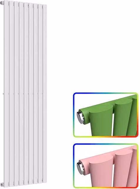 Lux Heat Oval Coloured Vertical Radiator in Custom Painted Little Greene, H 160 cm x W 54 cm