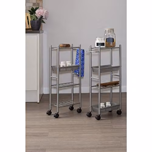 Premier Housewares 4 Tier Metal Trolley in Silver with Castors, H 75 cm x W 40 cm x D 16 cm – 3