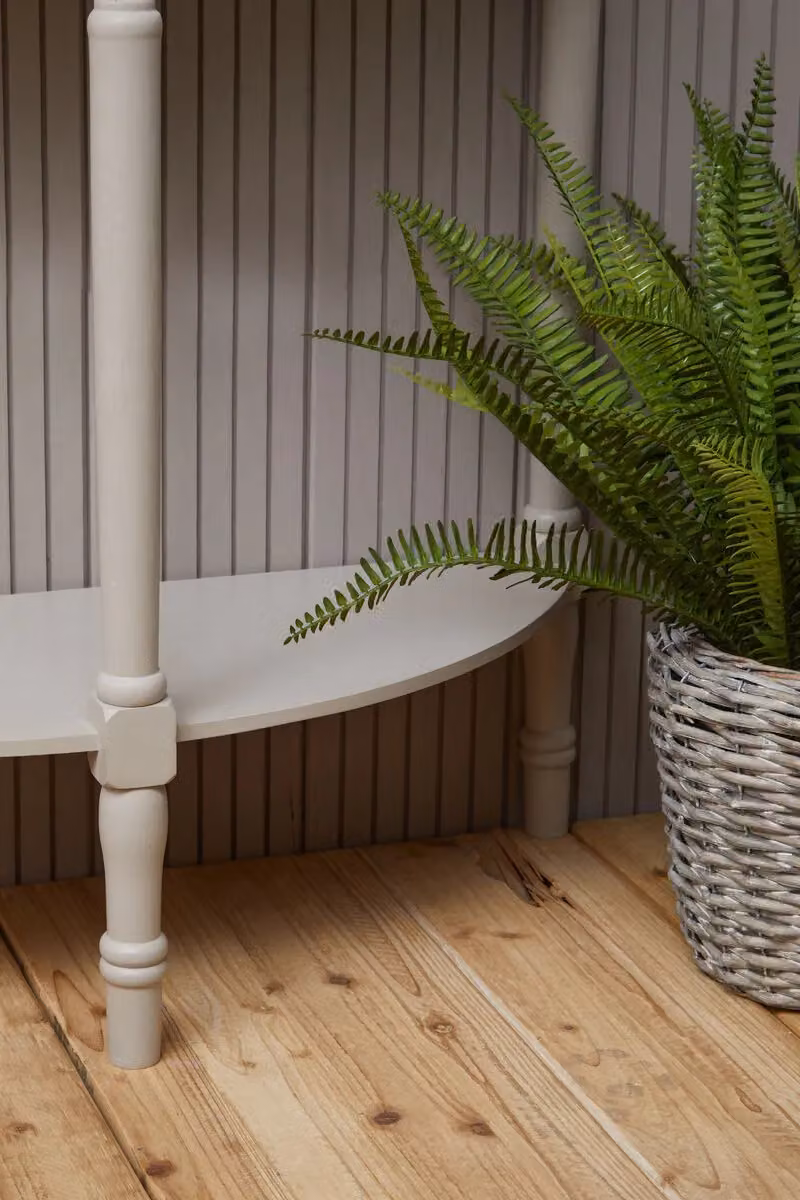 Orsina Rounded Pine Wood Console Table in Light Grey, W/D/H: 80 x 30 x 80 cm – 2