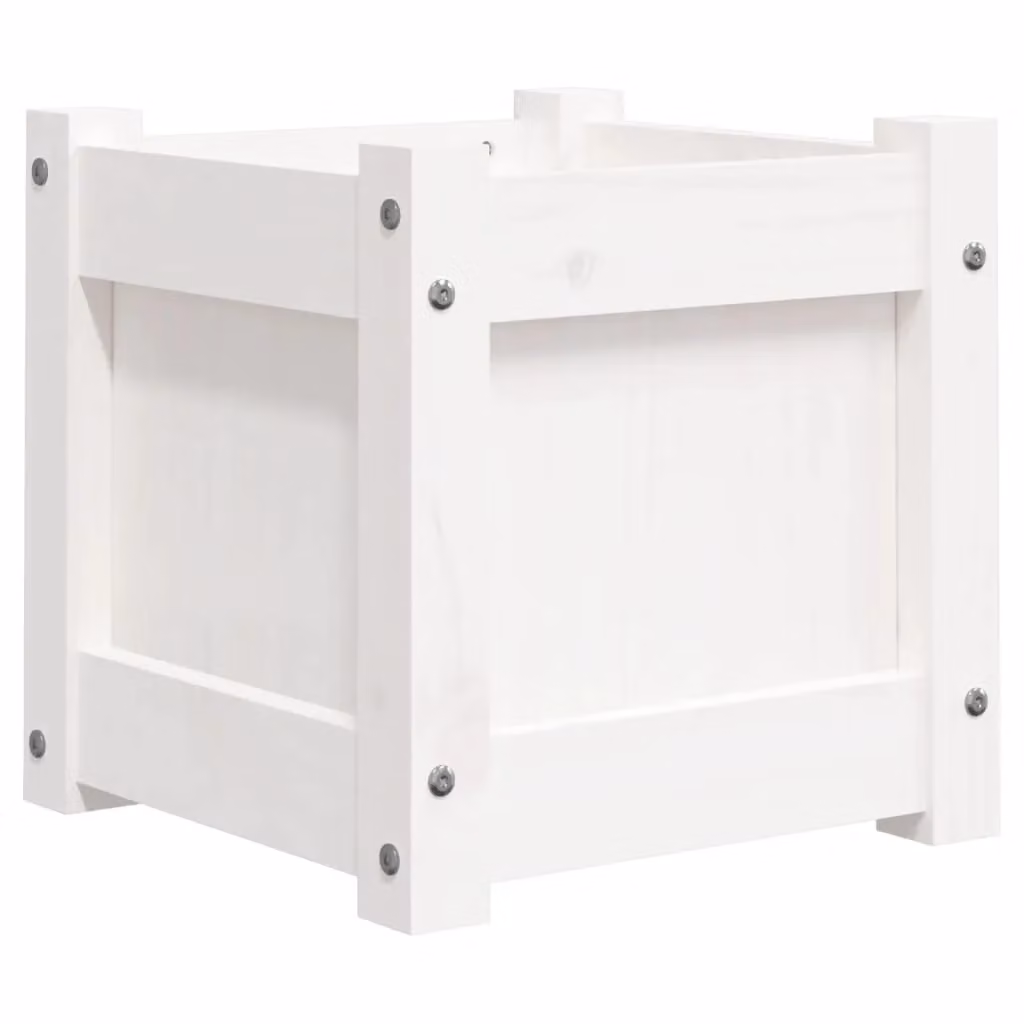 Berkfield Home White Solid Wood Pine Garden Planter Tub W/D/H: 31 x 31 x 31 cm – 2