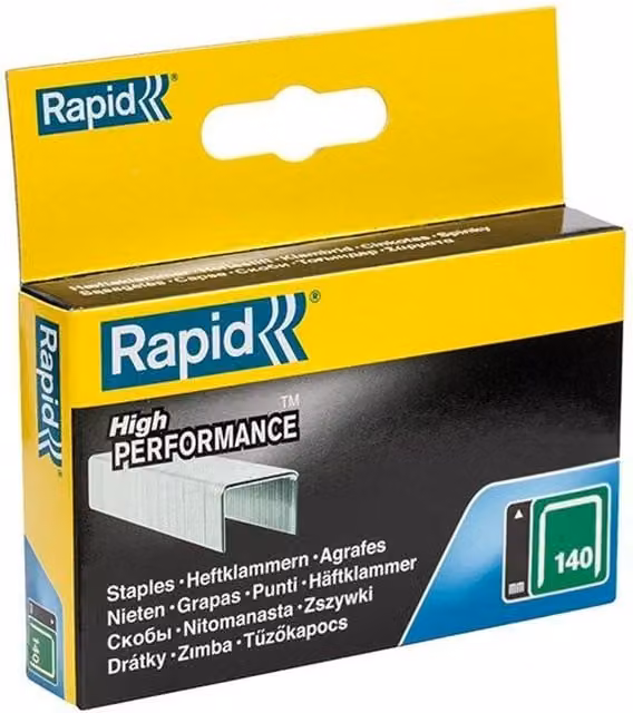 Rapid 140 Series Galvanised Steel Flat Wire Staples in Silver