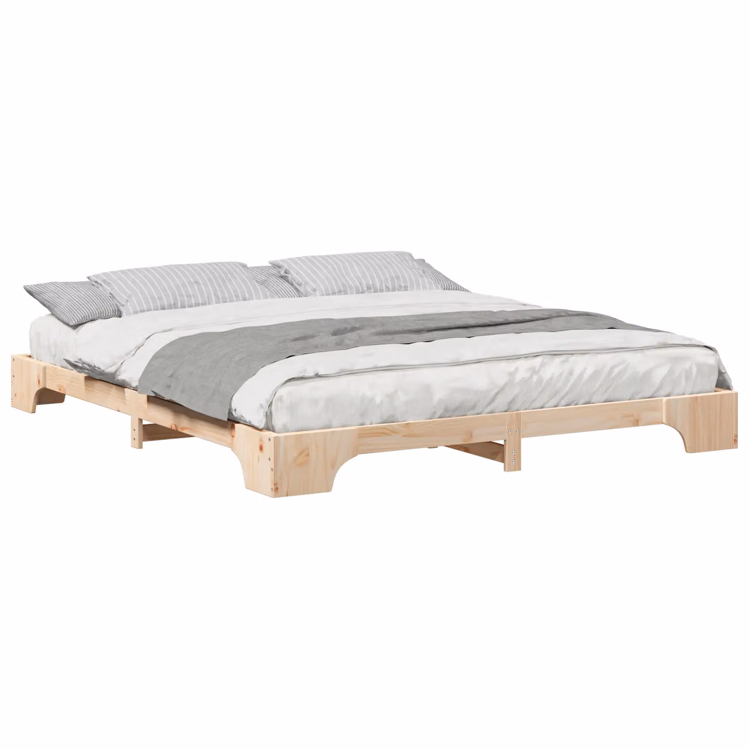 Berkfield Home Floor Bed Frame with Storage in Brown, Solid Pine Wood, W/D/H: 200 x 200 x 1 cm – 2