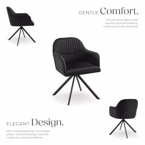 tectake Set of 6 Lona Armchairs in Black – 5
